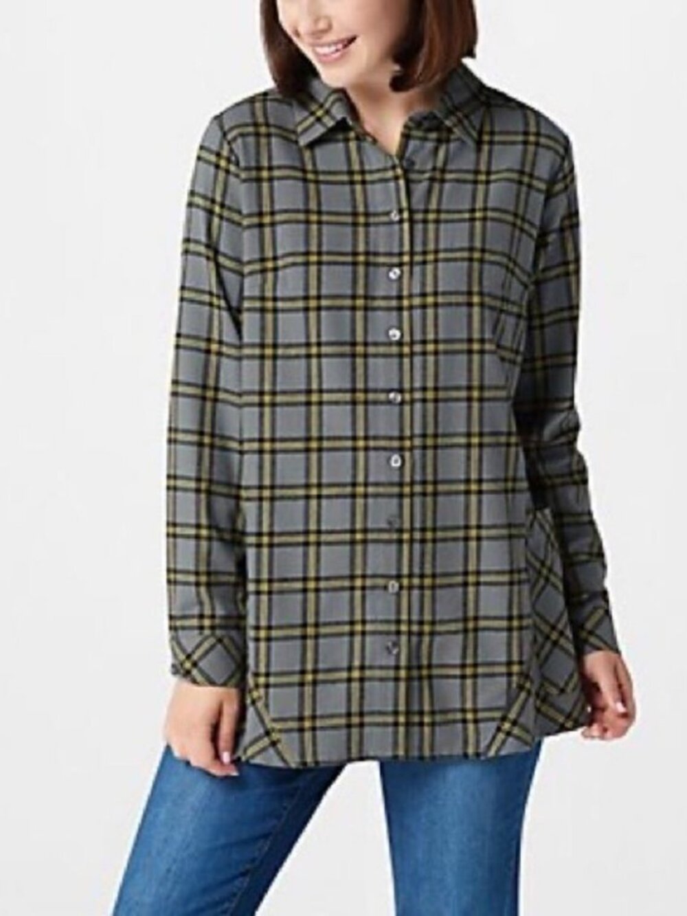 Joan Rivers Tartan Plaid Flannel Shirt